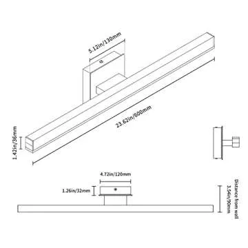 Joossnwell LED Bathroom Vanity Lighting Fixture Morden Bath Light Bar 23.62" Inch Black Wall Sconce 18W 4000K