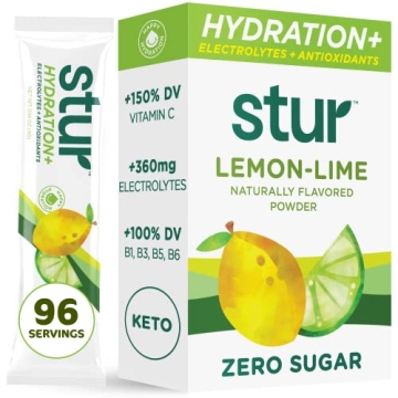 Stur Electrolytes Powder Hydration Packets | Lemon Lime | Sugar Free Water Flavor Packets for Workou...