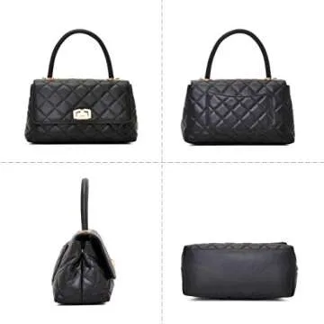 Quilted Flap Cross Body Handbags, Designer Inspired Convertible Style handbag Purses For Women (Black)