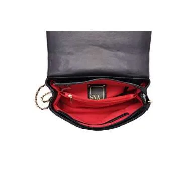 Quilted Flap Cross Body Handbags, Designer Inspired Convertible Style handbag Purses For Women (Black)