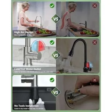 VFAUOSIT Kitchen Faucets, Kitchen Sink Faucet with Pull Down Sprayer Brushed Nickel Stainless Steel Modern High Arc Single Handle Single Hole Pull Out Kitchen Faucet for Bar Laundry RV Utility Sink