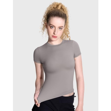 PUMIEY Women’s Stylish Soft Crew Neck Short Sleeve Tops