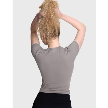 PUMIEY Women’s Stylish Soft Crew Neck Short Sleeve Tops