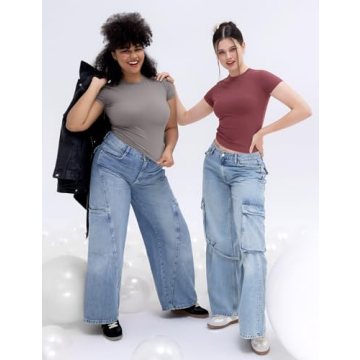 PUMIEY Women’s Stylish Soft Crew Neck Short Sleeve Tops