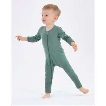 JunNeng 2 Pack Baby Boy Romper Long Sleeve Infant Cotton Jumpsuit with 2-way Zippers for Comfy Summe...