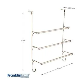 Franklin Brass 193153-FN Over-the- Door Towel Rack, 18.59 x 8.25 x 24.57 Inches, Satin Nickel