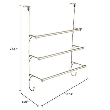 Franklin Brass 193153-FN Over-the- Door Towel Rack, 18.59 x 8.25 x 24.57 Inches, Satin Nickel