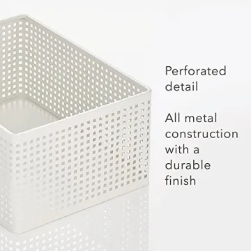 Nate Home by Nate Berkus Perforated Metal Bin | Essential for Kitchen Cabinet or Pantry Organization and Storage from mDesign - Set of 3, White