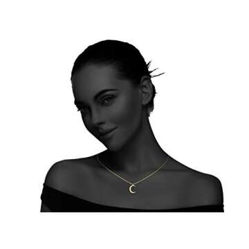 Valloey Rover Moon Necklace, 14k Gold Plated Crescent Necklace, Simple Necklace Moon Jewelry Delicate Moon Necklace Gift for Her