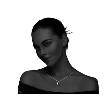 Valloey Rover Moon Necklace, 14k Gold Plated Crescent Necklace, Simple Necklace Moon Jewelry Delicate Moon Necklace Gift for Her