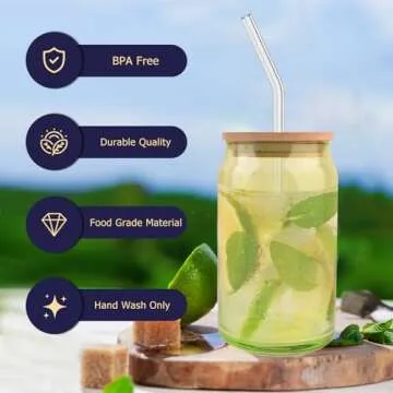 Lily's Home Colorful Glass Tumbler Set with Lids & Straws