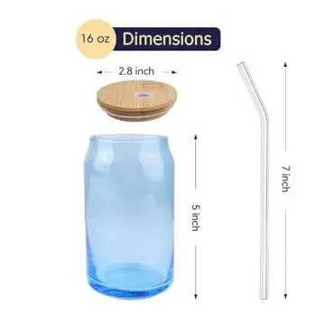 Lily's Home Colorful Glass Tumbler Set with Lids & Straws