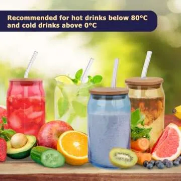 Lily's Home Colorful Glass Tumbler Set with Lids & Straws