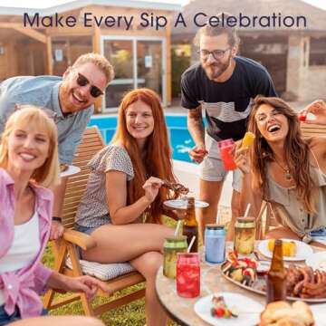 Lily's Home Colorful Glass Tumbler Set with Lids & Straws