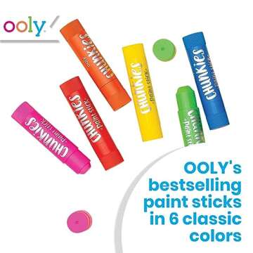 Ooly Chunkies 6 Mess Free Paint Sticks For Kids, Tempera Paint Sticks Kid Safe Colors, No Mess Quick...