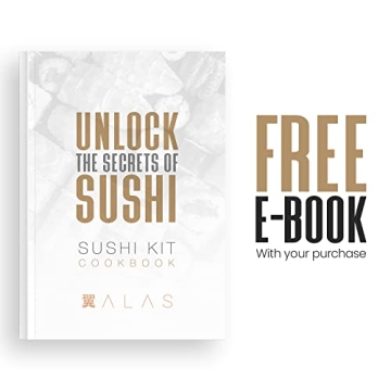 Alas Complete 20 Piece Sushi Making Set - Kit for Beginners & Pros with Knife, 2 Mats, Rice Bazooka and Dipping Plate