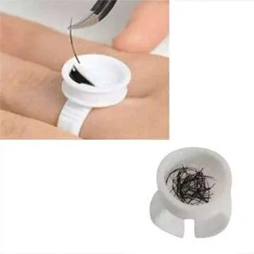 100PCS Disposable Plastic Nail Art Tattoo Glue Pallet Holder Eyelash Extension Rings Adhesive Pigment Holders Ink Cup Rings Makeup Application Tools Cream White