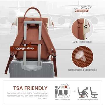 LOVEVOOK 15.6" Leather Laptop Backpack for Women