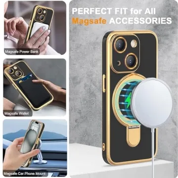 LEKMOTIN iPhone 13 Case - Adjustable Ring Stand, Stylish Protection