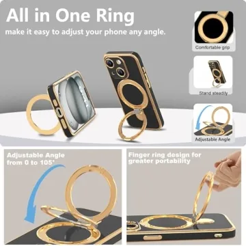 LEKMOTIN iPhone 13 Case - Adjustable Ring Stand, Stylish Protection