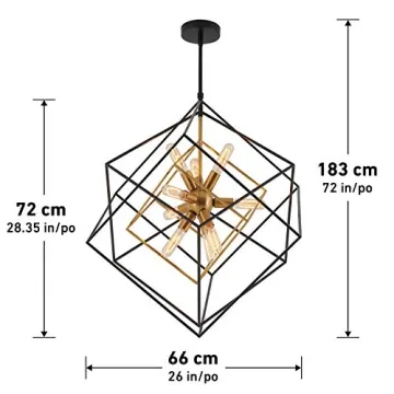 Mid Century 9-Light Chandelier in Aged Brass Finish