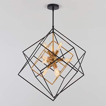 Mid Century 9-Light Chandelier in Aged Brass Finish