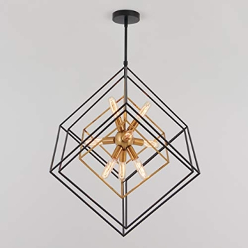Mid Century 9-Light Chandelier in Aged Brass Finish