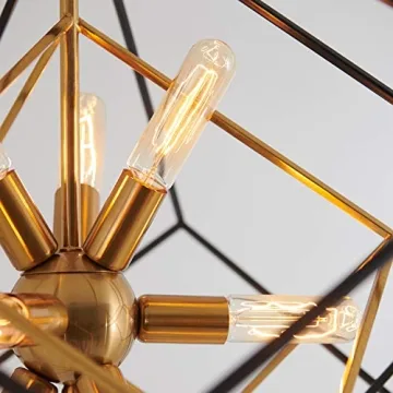 Mid Century 9-Light Chandelier in Aged Brass Finish