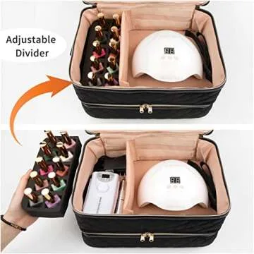 Ethereal Nail Polish Organizer Case, Nail Lamp Storage Bag Holds 40-50 Bottles(15ml/0.5fl.oz) and Nail Accessories, Manicure Tools