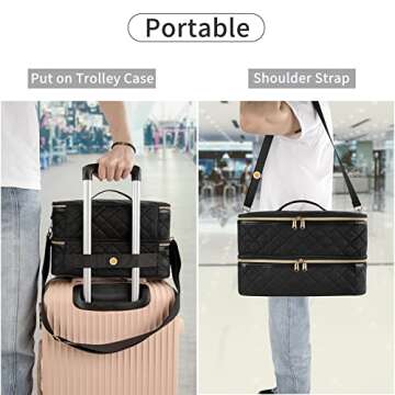 Ethereal Nail Polish Organizer Case, Nail Lamp Storage Bag Holds 40-50 Bottles(15ml/0.5fl.oz) and Nail Accessories, Manicure Tools