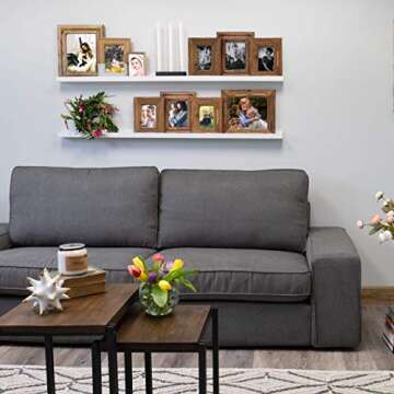 Wallniture Denver White Modern Wall Mount Floating Shelves – Long Narrow Picture Ledge - 56 Inch Long Set of 2 - Mounting Hardware Included