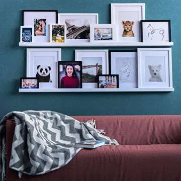 Wallniture Denver White Modern Wall Mount Floating Shelves – Long Narrow Picture Ledge - 56 Inch Long Set of 2 - Mounting Hardware Included