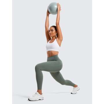 CRZ YOGA Womens Butterluxe Workout Leggings 25 Inches - High Waisted Gym Yoga Pants with Pockets Buttery Soft Grey Sage Small