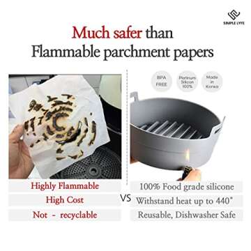 Air Fryer Silicone Pot | Food Safe Air fryers Oven Accessories | Replacement of Flammable Parchment Liner Paper | No More Harsh Cleaning Basket After Using Airfryer for 2 to 2.3 QT (Small - 6.3 inch)