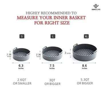 Air Fryer Silicone Pot | Food Safe Air fryers Oven Accessories | Replacement of Flammable Parchment Liner Paper | No More Harsh Cleaning Basket After Using Airfryer for 2 to 2.3 QT (Small - 6.3 inch)