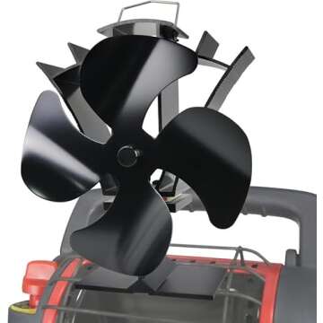 VODA Wood Stove Fan Small New Designed 4 Blades Heat Powered Fireplace Fan for Home Wood/Log Burner/Fireplace(Black)