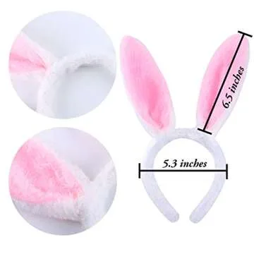 Jashem Plush Bunny Ears Hairbands 6 Pieces Cute Bunny Ears Headband Rabbit Ear Bunny Costume for Easter