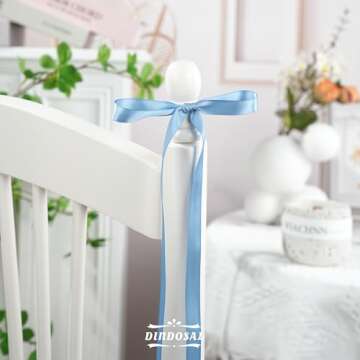 DINDOSAL Dusty Blue Ribbon 1/2 Inch Dusty Blue Satin Ribbon Blue Silk Ribbon for Wedding Decor Thin Dusty Blue Ribbon for Gift Wrapping Hair Ribbon for Crafts - 50Yards