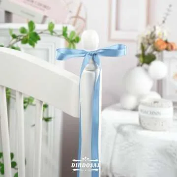 DINDOSAL Dusty Blue Ribbon 1/2 Inch Dusty Blue Satin Ribbon Blue Silk Ribbon for Wedding Decor Thin Dusty Blue Ribbon for Gift Wrapping Hair Ribbon for Crafts - 50Yards