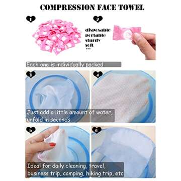 Honbay 100PCS Disposable Portable Compression Face Towel Cotton Washcloth for Travel, Home,Camping and other Outdoor Activities