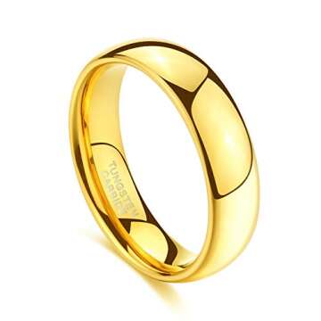 Gold Plated Tungsten Wedding Ring High Polished Comfort Fit