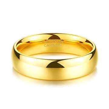 Gold Plated Tungsten Wedding Ring High Polished Comfort Fit