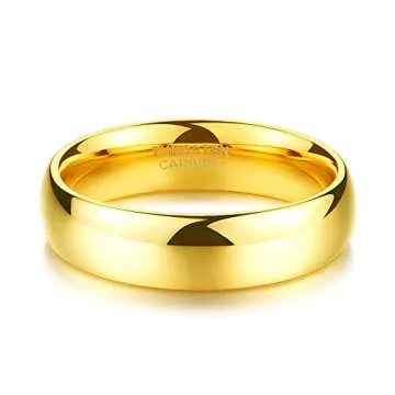 Gold Plated Tungsten Wedding Ring High Polished Comfort Fit