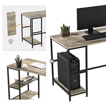 Ballucci Computer Desk with Customizable Storage Shelves