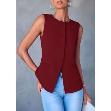 PRETTYGARDEN Women's Trendy Blazer Vest - Chic & Versatile