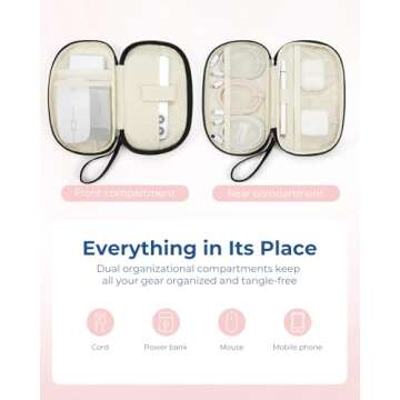 BAGSMART Travel Cord Organizer Electronics Organizer Travel Case, Double Layers Puffer Cable Organiz...