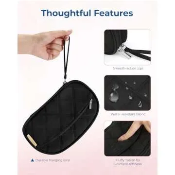 BAGSMART Travel Cord Organizer Electronics Organizer Travel Case, Double Layers Puffer Cable Organizer Bag Travel Essentials for Women, Tech Organizer Case for Charger, Phone, Flash Drive - Black