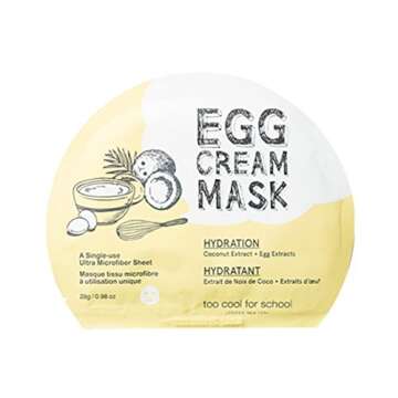 Too Cool For School Best 3 Type Combo Egg Cream Mask (Pack of 6) - Hydration, Pore Tightening, Firming Mask Pack Sheet