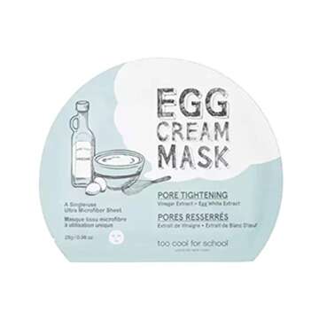 Too Cool For School Best 3 Type Combo Egg Cream Mask (Pack of 6) - Hydration, Pore Tightening, Firming Mask Pack Sheet