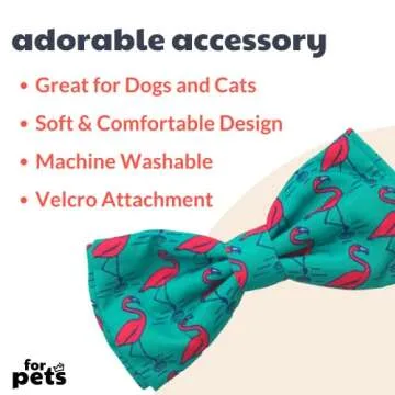 Huxley & Kent Bow Tie for Pets | Flamingo (Large) | Bow Tie Collar Attachment | Dog & Cat Fun Bow Ti...